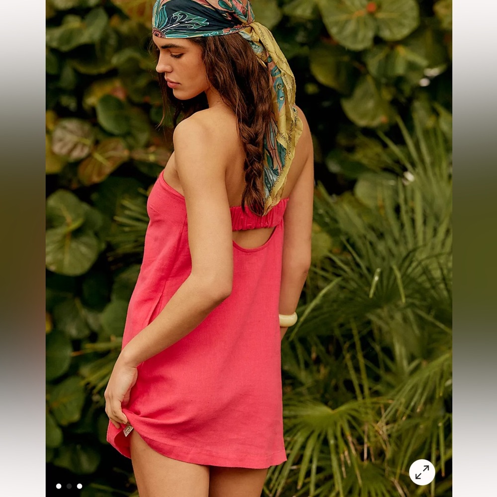 Pink linen free people dress